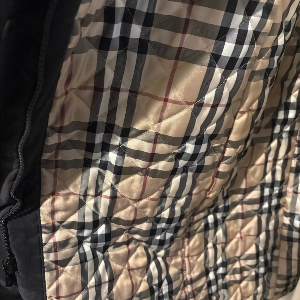 Women’s Burberry Black Trench Coat with Fur Trim Collar Nova Check Cuffs S/XL - Picture 3 of 16